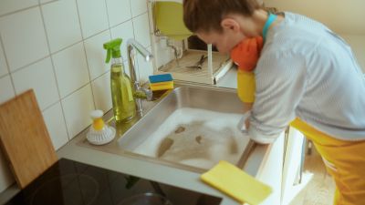 Manutenção preventiva de canalização em cozinha